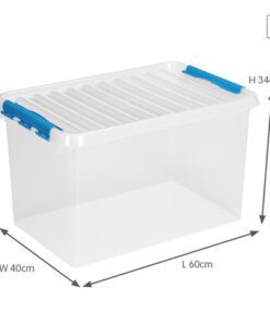 Q-line 62L Mix&Match opbergbox is perfect voor het opbergen van dagelijkse benodigdheden. De box is makkelijk stapelbaar en voorzien van stevige sluitclips zodat de deksel goed op zijn plaats blijft. BPA-vrij en dus ook geschikt voor voedselwaren en verkrijgbaar in talloze maten.