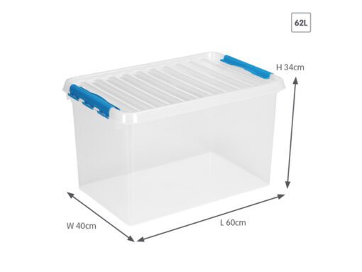 Opbergbox Sunware Q-line 62L  transparant/blauw