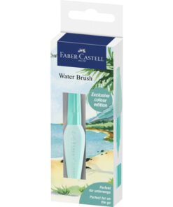 waarna het vuile water vanzelf uit het penseel stroomt. De dop kan bovendien worden gebruikt voor kras- en schraaptechnieken. Het penseel is uitgevoerd met een middelgrote punt (maat M) en combineert gebruiksgemak met veelzijdigheid. Kleur turquoise.