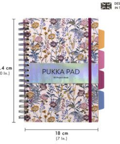 schoolvakken of creatieve hersenspinsels. Formaat: B5 (181 x 257 mm) compact en overzichtelijk. Aantal: pak van 3 stuks assorti kleuren. Inhoud: 200 pagina's (100 vel) per boek. Papier: hoogwaardig 80 grams ivoorkleurig gelijnd papier. Indeling: 4 verplaatsbare dividers met handige insteekvakken. Extra's: stevige hardcover met holografische details en elastische sluiting.