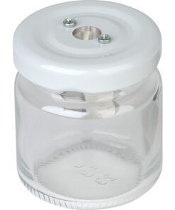 Puntenslijper Möbius & Ruppert enkel glas met deksel van    blik metalen slijper