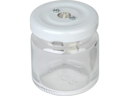 Puntenslijper Möbius & Ruppert enkel glas met deksel van    blik metalen slijper