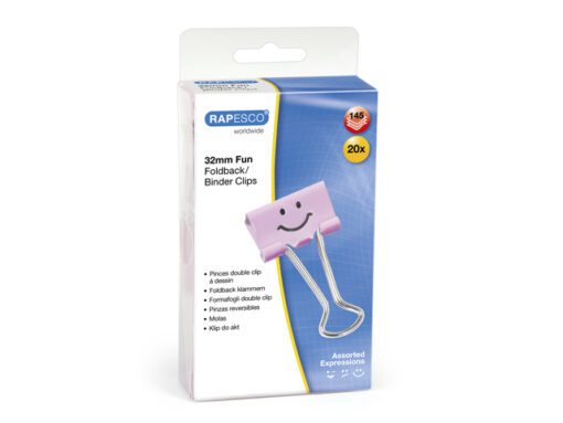 #Rapesco Foldback clip Emojis 32 mm lichtroze