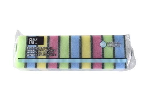 Schuurspons Aqualine 9x6x3cm  assorti kleuren pak 10 stuks