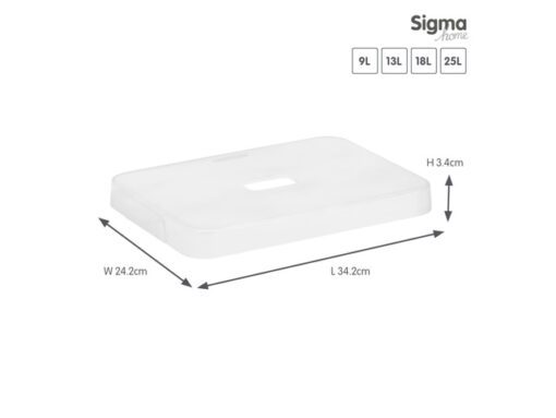 #Sigma Home Deksel            9L+13L+18L+25L transparant                                  34,2 x 24,2 x 3,4 cm