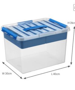 Q-line 22L opbergbox met inzet is handig voor het opbergen van bijvoorbeeld naaigerei. Worden geleverd met handige uitneembare inzet met vakverdeling. Net als andere Q-line opbergboxen voorzien van handgreep en stevige sluitclips dat stof- en vochtvrij afsluit.