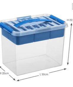 Q-line 9L opbergbox met inzet is handig voor het opbergen van bijvoorbeeld naaigerei. Worden geleverd met handige uitneembare inzet met vakverdeling. Net als andere Q-line opbergboxen voorzien van handgreep en stevige sluitclips dat stof- en vochtvrij afsluit.